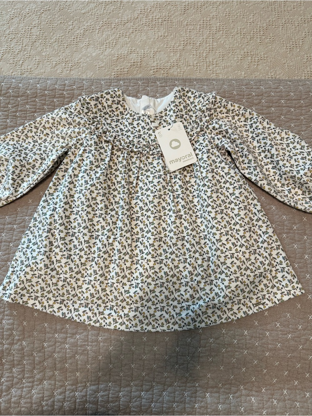 Mayoral Cream Floral Velvet Dress 18M NWT